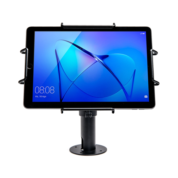 Black 7" tablet display mount, tablet and tablet enclosure not included.