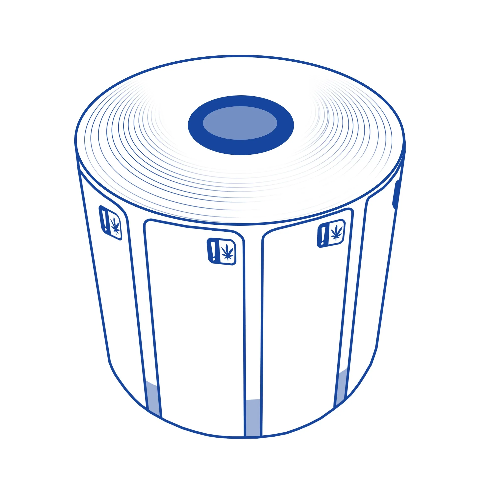 Star Blue code-compliant die-cut cannabis label paper roll by Star Micronics.