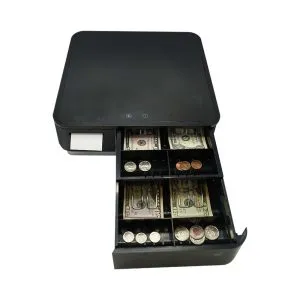 Black mPOP thermal receipt printer and cash drawer in one.