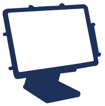 Drawn outline of a desktop kiosk stand.