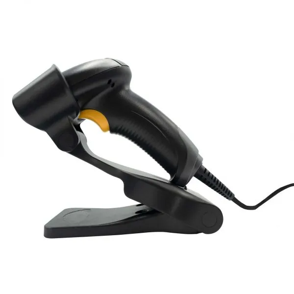 Black handheld barcode scanner by Star Micronics.
