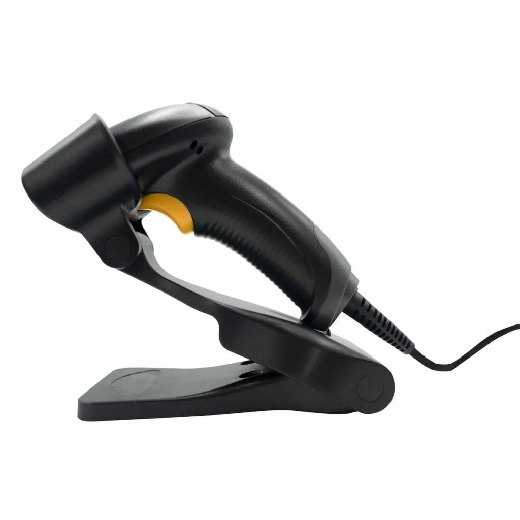 Black handheld barcode scanner by Star Micronics.
